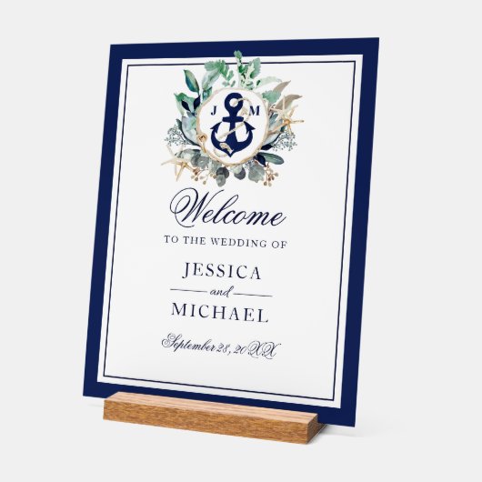 Ancre Monogramme Verdure Mariage de couronne Bienv (Angle)