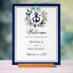 Ancre Monogramme Verdure Mariage de couronne Bienv