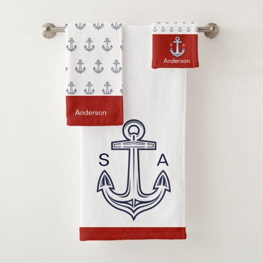 Ancre Monogrammée Naissance Blanche, Rouge (En situation)