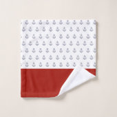 Ancre Monogrammée Naissance Blanche, Rouge (Gant de toilette)