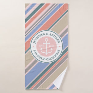 Ancre monographique Mariage nautique Bleu rose