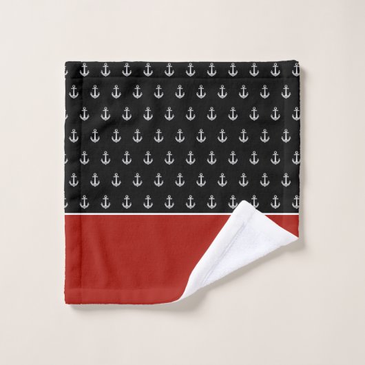 Ancre monographique Noir, Blanc, Rouge (Gant de toilette)