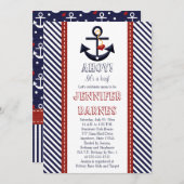 Ancre Nautical Baby Shower Invitations (Devant / Derrière)