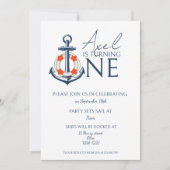 Ancre Nautical Boy Invitation de fête d'anniversai (Devant)