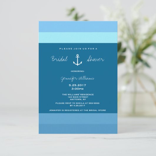 Ancre Nautical Bridal Shower Invitations (Debout devant)