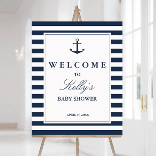 Ancre nautique Baby shower  Affiche de bienvenue