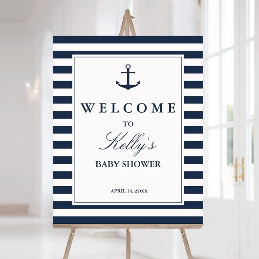 Ancre nautique Baby shower Affiche de bienvenue