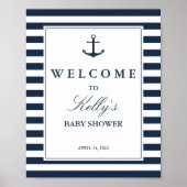 Ancre nautique Baby shower Affiche de bienvenue (Devant)