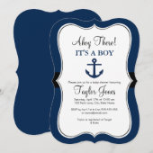 Ancre nautique Baby shower de la Marine Invitation (Devant / Derrière)