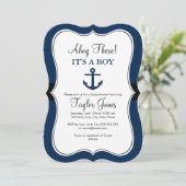 Ancre nautique Baby shower de la Marine Invitation (Debout devant)