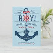 Ancre nautique Baby shower de plage Invitation (Debout devant)