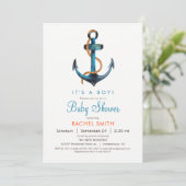 Ancre nautique Baby shower garçon Invitation (Debout devant)