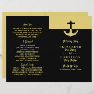 Ancre nautique - Black Gold - Programme de mariage
