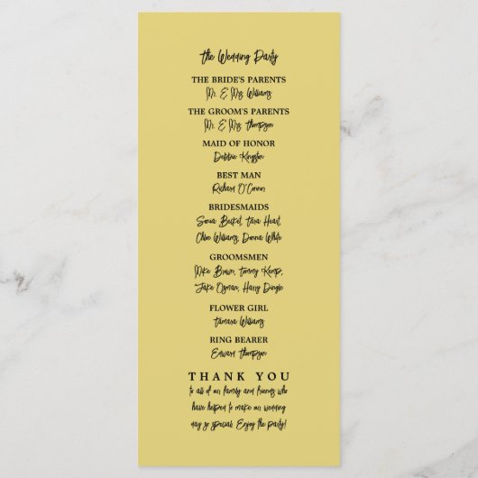 Ancre nautique - Black Gold - Programme de mariage (Dos)