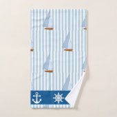 Ancre nautique Bleu blanc Arrière - plan (Serviette à main)