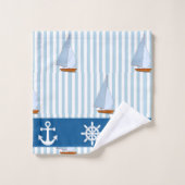 Ancre nautique Bleu blanc Arrière - plan (Gant de toilette)
