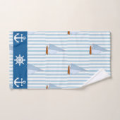 Ancre nautique Bleu blanc Arrière - plan (Serviette à main)