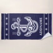 Ancre nautique Bleu bleu Serviette de plage person (Devant)