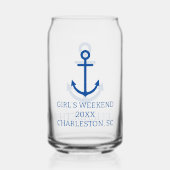 Ancre nautique bleu et blanc simple Personnalisée (Verso)