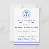 Ancre Nautique Bleu Invitation de douche nuptiale (Devant)