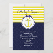Ancre nautique Bleu Jaune Baby shower Invitation (Devant)