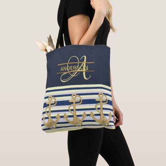 Ancre nautique Blue Gold MONOGRAM Sac fourre-tout (De près)