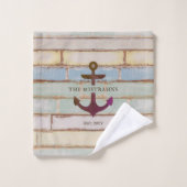 Ancre nautique Bois rustique Décor Patiné (Gant de toilette)