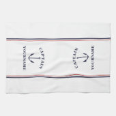 Ancre nautique Capitaine Votre Nom Serviettes de c (Horizontal)