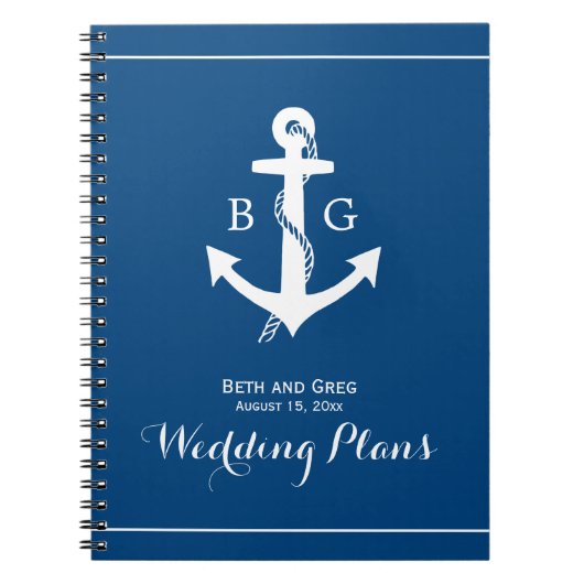Ancre nautique Carnet Wedding planner Monogramme (Devant)