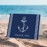 Ancre nautique Carte de remerciements bleu marine<br><div class="desc">Merci à vos invités d'être venus à votre occasion,  que ce soit un baby shower ou un anniversaire. Ajoutez votre message au dos ou laissez-le vide et écrivez-le à la main à vos invités.</div>