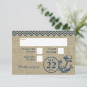 Ancre nautique Chevron Wedding RSVP (Debout devant)