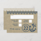Ancre nautique Chevron Wedding RSVP (Devant / Derrière)