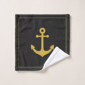 Ancre nautique classique Monogram noir or (Gant de toilette)