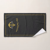 Ancre nautique classique Monogram noir or (Serviette à main)