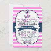Ancre nautique de la fille Bébé Douche Invitations (Devant)