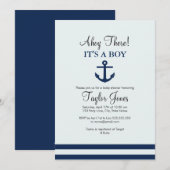 Ancre nautique de la Marine Invitation Baby shower (Devant / Derrière)