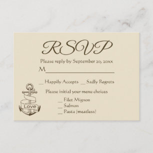 Ancre nautique du navire Tan RSVP Brown de mariage