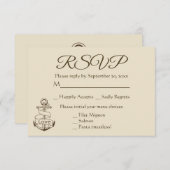 Ancre nautique du navire Tan RSVP Brown de mariage (Devant / Derrière)