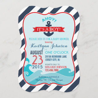 Ancre nautique et Baby shower rapide Invitation