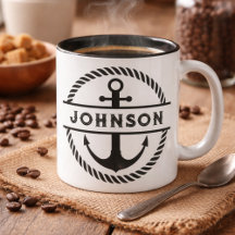 Ancre nautique et corde Signature Mug