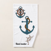 Ancre Nautique Et Nom De Bateau Personnalisé (Serviette à main)