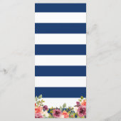 Ancre nautique Floral Marine Blue Mariage Menu (Dos)