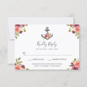 Ancre nautique Floral RSVP avec choix de repas