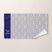 Ancre nautique Gris Bleu Marine Salle de bain Serv (Serviette à main)