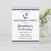 Ancre nautique Invitation Anniversaire Marine Bleu (Debout devant)