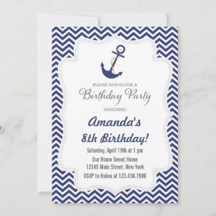 Ancre nautique Invitation d'anniversaire