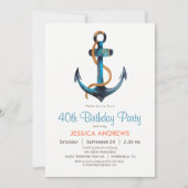 Ancre nautique Invitation de fête d'anniversaire (Devant)