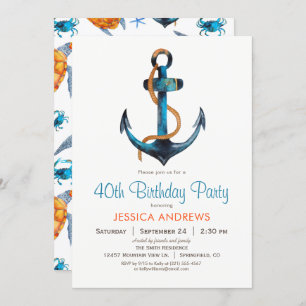 Ancre nautique Invitation de fête d'anniversaire