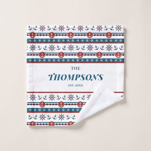 Ancre nautique Mariage Anniversaire idée cadeau (Gant de toilette)