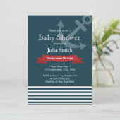 Ancre nautique Marine Blue Baby Shower Invitations (Debout devant)